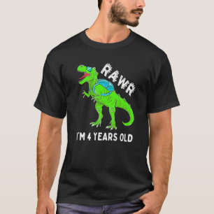 Camiseta Rawr I'm 4 anos Hip Legal Dinossaur 4º Nascimento