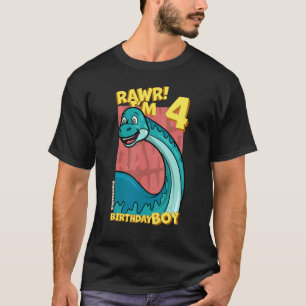 Camiseta Rawr I'm 4 Birthday Boys 4th Birthday Dino Bronto