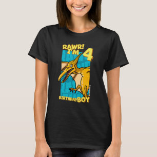 Camiseta Rawr I'm 4 Birthday Boys 4th Birthday Dino Pterod