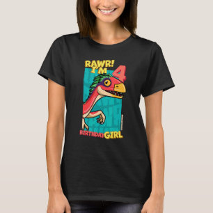 Camiseta Rawr I'm 4 Birthday Girls 4º aniversário Dino Dein