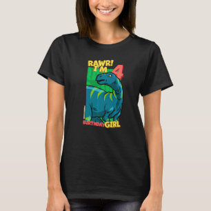Camiseta Rawr I'm 4 Birthday Girls 4º aniversário Dino Fuku