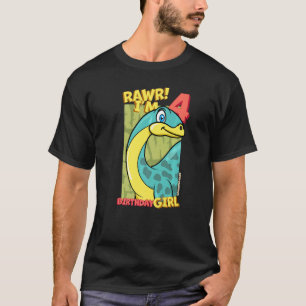 Camiseta Rawr I'm 4 Birthday Girls 4th Birthday Dino Apatos