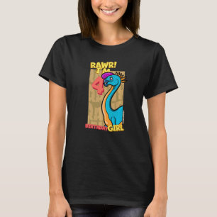 Camiseta Rawr I'm 4 Birthday Girls 4th Birthday Dino Caudip