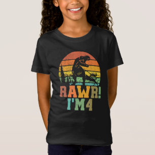 Camiseta Rawr Im 4 Dinossauro T Rex 4 Anos