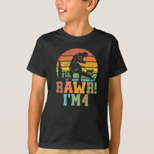 Camiseta Rawr Im 4 Dinossauro T Rex 4 Anos