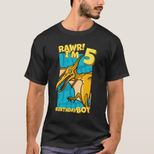 Camiseta Rawr I'm 5 Birthday Boys 5 Birthday Dino Pterod