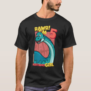Camiseta Rawr I'm 5 Birthday Girls 5 Birthday Dino Bront