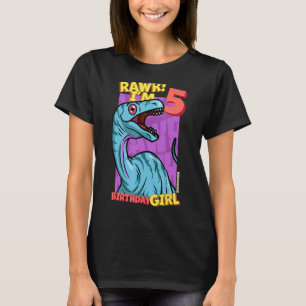 Camiseta Rawr I'm 5 Birthday Girls 5 Birthday Dino Noasa