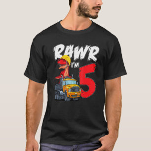 Camiseta Rawr I'm 5 É o meu Dinossauro de Aniversário 5 no