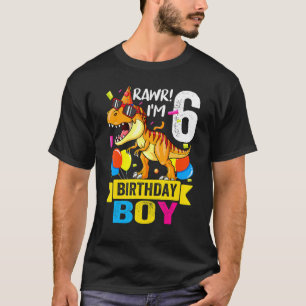 Camiseta Rawr I'm 6 6 Birthday Dinosaur Boys Dino T Rex 6