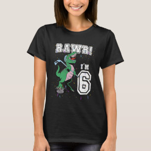 Camiseta Rawr I'm 6 6 Festa de aniversário Rex Dinosaur Hoc