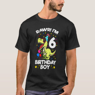 Camiseta Rawr I'm 6 Birthday Boy Dinosaur Rex Themed 6 Bi