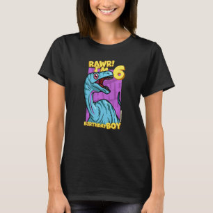 Camiseta Rawr I'm 6 Birthday Boys 6 Birthday Dino Noasaur