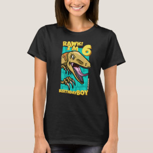 Camiseta Rawr I'm 6 Birthday Boys 6 Birthday Dino Velocir