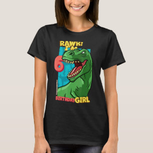 Camiseta Rawr I'm 6 Birthday Girls 6 Birthday Dino Tyrann