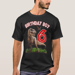 Camiseta Rawr I'm 6 Dinossauros Birthday Boy 6 anos Re