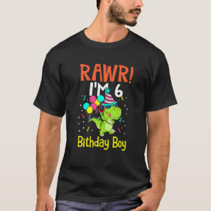 Camiseta Rawr I'm 6 Rex Confetti Birthday Boys Toddler