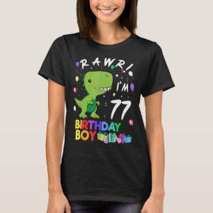 Camiseta Rawr I'm 77 White Dinosaur Aniversário