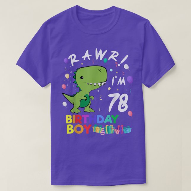 Camiseta Rawr Im 78 Bonito Dinossauro Presente (Frente do Design)