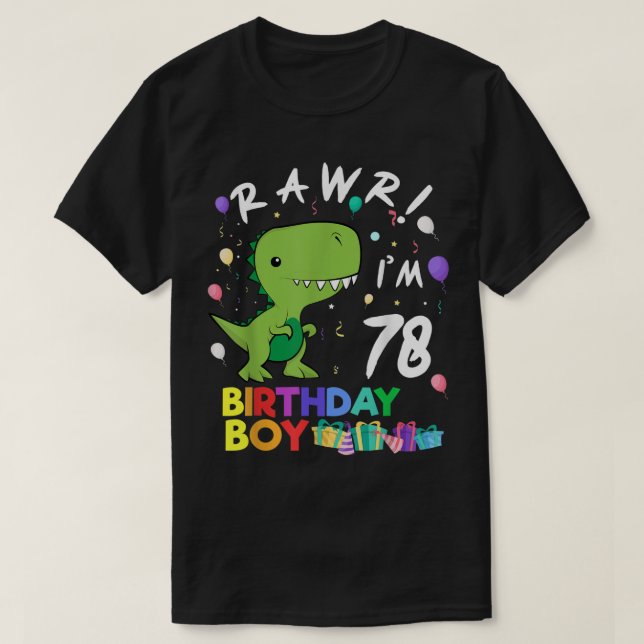 Camiseta Rawr Im 78 Bonito Dinossauro Presente (Frente do Design)