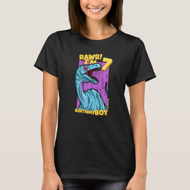 Camiseta Rawr I'm 7 Birthday Boys 7 Birthday Dino Noasaur (Frente)