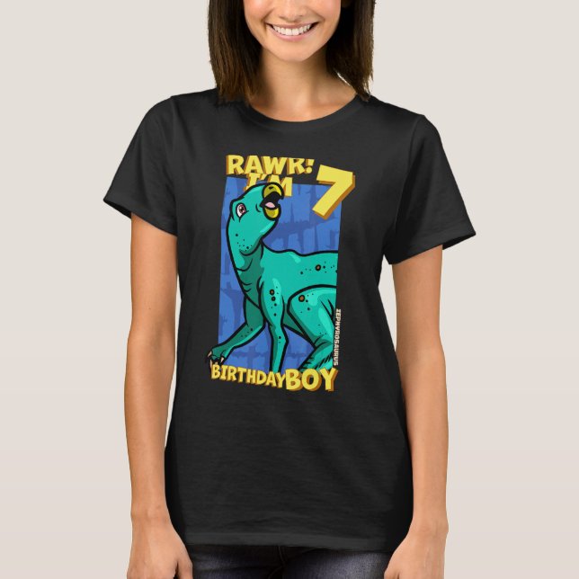 Camiseta Rawr I'm 7 Birthday Boys 7 Birthday Dino Zephyr (Frente)