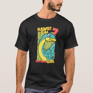 Camiseta Rawr I'm 7 Birthday Girls 7 Aniversário Dino Apato