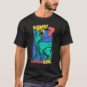 Camiseta Rawr I'm 7 Birthday Girls 7 Aniversário Dino Zephy