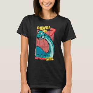 Camiseta Rawr I'm 7 Birthday Girls 7 Birthday Dino Bront