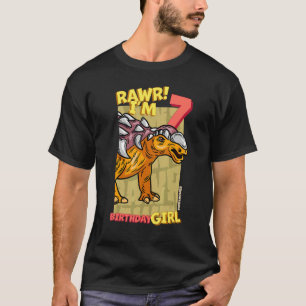 Camiseta Rawr I'm 7 Birthday Girls 7 Birthday Dino Edmon