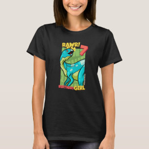 Camiseta Rawr I'm 7 Birthday Girls 7th Birthday Dino Hypsil