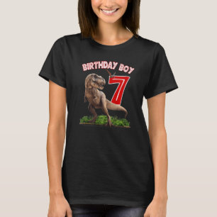 Camiseta Rawr I'm 7 Dinossauros Birthday Boy 7 anos Re