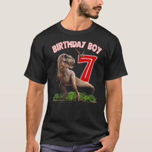 Camiseta Rawr I'm 7 Dinossauros Birthday Boy 7 anos Re