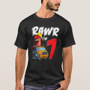 Camiseta Rawr I'm 7 É o meu Dinossauro de Aniversário 7 no