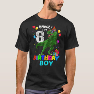 Camiseta Rawr I'm 8 8º aniversário Rex Dinosaur Party for B