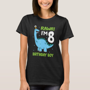 Camiseta Rawr I'm 8 Birthday Boy Dinosaur Festa de aniversá