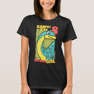 Camiseta Rawr I'm 8 Birthday Girls 8º aniversário Dino Apat