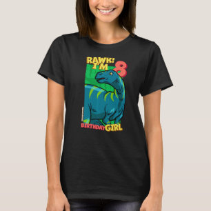 Camiseta Rawr I'm 8 Birthday Girls 8º aniversário Dino Fuku