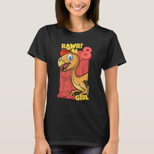 Camiseta Rawr I'm 8 Birthday Girls 8th Birthday Dino Ovira