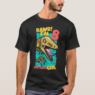 Camiseta Rawr I'm 8 Birthday Girls 8th Birthday Dino Velric