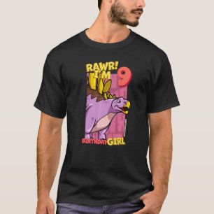 Camiseta Rawr I'm 9 Birthday Girls 9th Birthday Dino Kentro