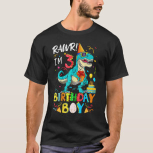 Camiseta Rawr I'm aniversário de 3 anos Dinossaur T Rex 3 a