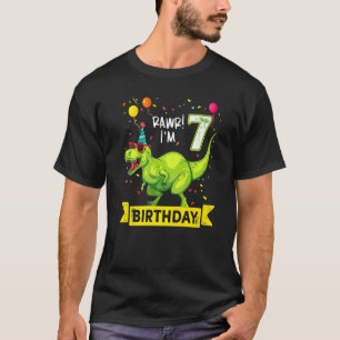 Camiseta Rawr I'm Birthda, Jovem Dinossauros de 7 Anos