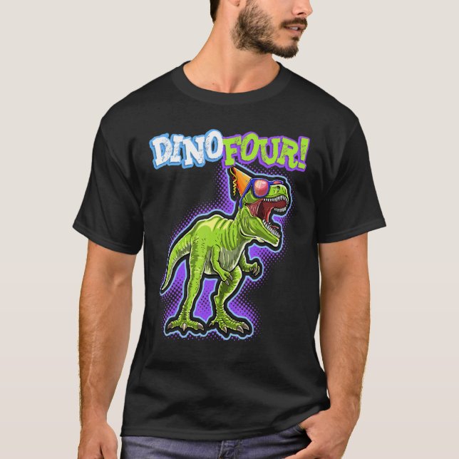 Camiseta Rawr I'm Dinofour Rex Dinosaur 4th Birthday Part (Frente)