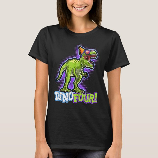 Camiseta Rawr I'm Dinofour Rex Dinosaur 4th Birthday Part (Frente)