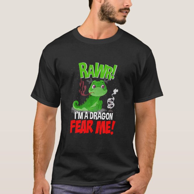 Camiseta Rawr I'm Dragon Fantasy Creature Cute Art (Frente)