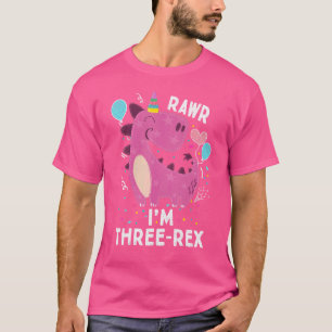 Camiseta Rawr I'm Three Rex aniversário de 3 anos 3 Year Ol