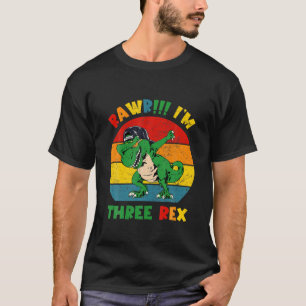 Camiseta Rawr I'm Three Rex Incrível aniversário de 3 anos