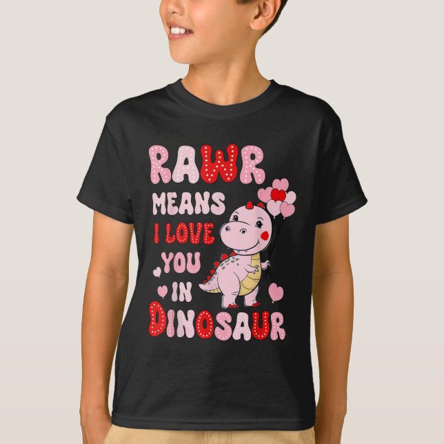 Camiseta Rawr Quer Dizer Que Te Amo Em Namorados De Dinossa (Frente)