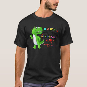 Camiseta Rawr Significa Eu Te Amo em Dinossauro Trex Valent